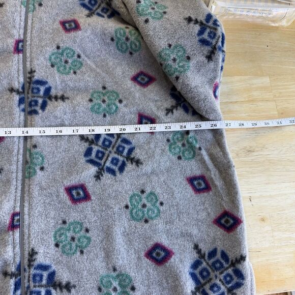 ERIKA TAYLOR COUNTRY Robe Gray Fleece Plush Long Sleeve Zip Front Pockets XL EUC - Picture 5 of 9